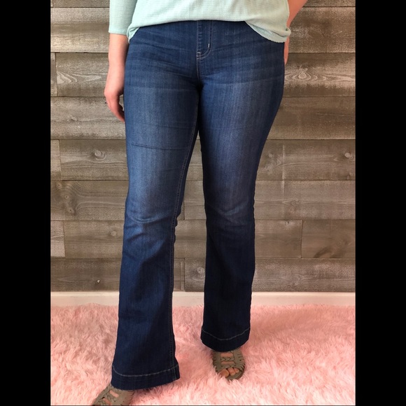 RESTOCK! New Cello Jeans Pull On Flares Dark Wash - Picture 6 of 16